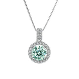 Emerald Zircon Pendant Necklace 925 Sterling Silver Jewelry for Women