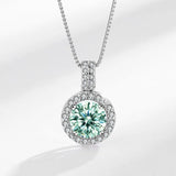 Emerald Zircon Pendant Necklace 925 Sterling Silver Jewelry for Women