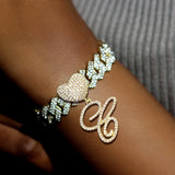 Pink Cursive Letter Cuban Chain Bracelet For Women
