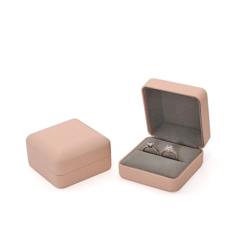 Pink Velvet Jewelry Box Ring Necklace Display Storage Organizer