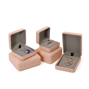 Pink Velvet Jewelry Box Ring Necklace Display Storage Organizer