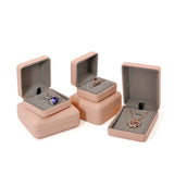 Pink Velvet Jewelry Box Ring Necklace Display Storage Organizer