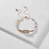 Women's Amazonite Stone Beads Bracelet Adjustable Natural Stone Jewelry