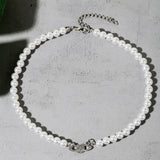 Pearl Cross Necklace for Women Rhinestone Pendant