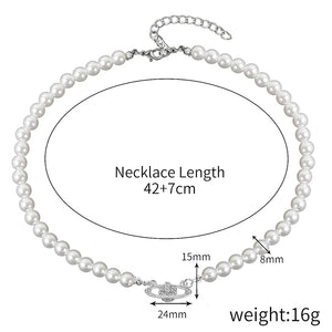 Pearl Cross Necklace for Women Rhinestone Pendant