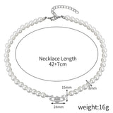 Pearl Cross Necklace for Women Rhinestone Pendant