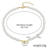 Pearl Cross Necklace for Women Rhinestone Pendant