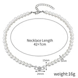 Pearl Cross Necklace for Women Rhinestone Pendant