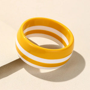 Colorful Striped Resin Bangle Vintage Wide Bracelet for Women