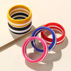 Colorful Striped Resin Bangle Vintage Wide Bracelet for Women