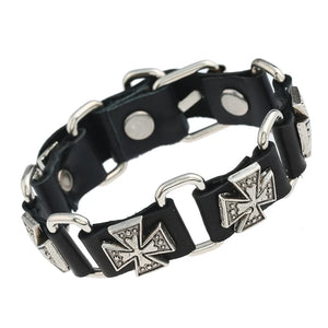 Punk Cross Leather Men Bracelet Street Style Couple Jewelry