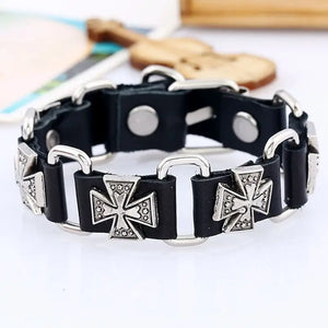 Punk Cross Leather Men Bracelet Street Style Couple Jewelry