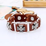 Punk Cross Leather Men Bracelet Street Style Couple Jewelry