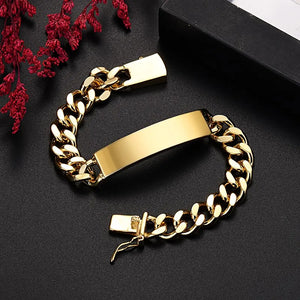 Punk Cuban Chain Copper Glossy Bracelet Men's Casual Street Biker Party Jewelry