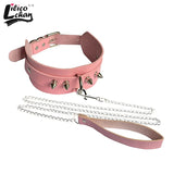 Punk PU Leather Choker Necklace Gothic Harajuku Collar Detachable Leash