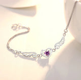 Purple Zircon Double Heart Bracelet in Silver - Women's Party Gift