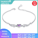 Purple Zircon Double Heart Bracelet in Silver - Women's Party Gift