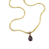 Purple Zircon Pendant Necklace for Women Choker Light Jewelry