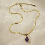 Purple Zircon Pendant Necklace for Women Choker Light Jewelry