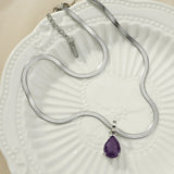 Purple Zircon Pendant Necklace for Women Choker Light Jewelry