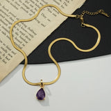 Purple Zircon Pendant Necklace for Women Choker Light Jewelry