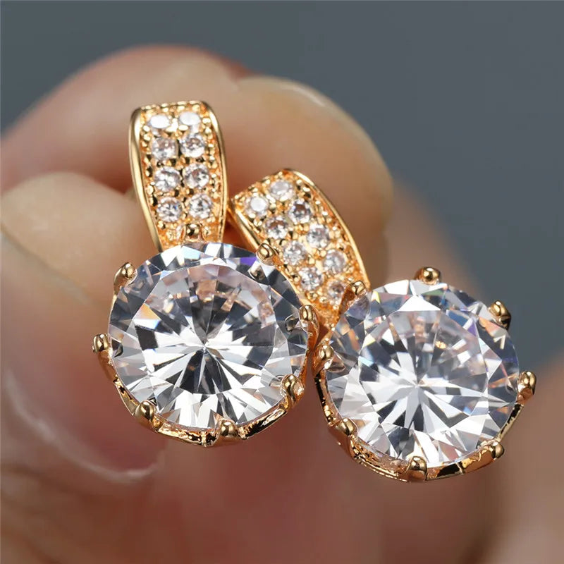Rainbow Stone Wedding Earrings Purple Red Crystal Antique Silver Stud Women
