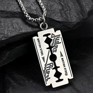 Men's Razor Blade Pendant Necklace High Stainless Steel