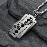 Men's Razor Blade Pendant Necklace High Stainless Steel