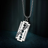 Men's Razor Blade Pendant Necklace High Stainless Steel