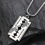 Men's Razor Blade Pendant Necklace High Stainless Steel