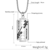 Men's Razor Blade Pendant Necklace High Stainless Steel