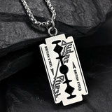 Men's Razor Blade Pendant Necklace High Stainless Steel