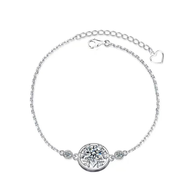 0.5ct D Round Moissanite Stars Chain Bracelet 925 Sterling Silver