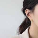 925 Sterling Silver Earrings Hollow Irregular Pearl Stud Jewelry