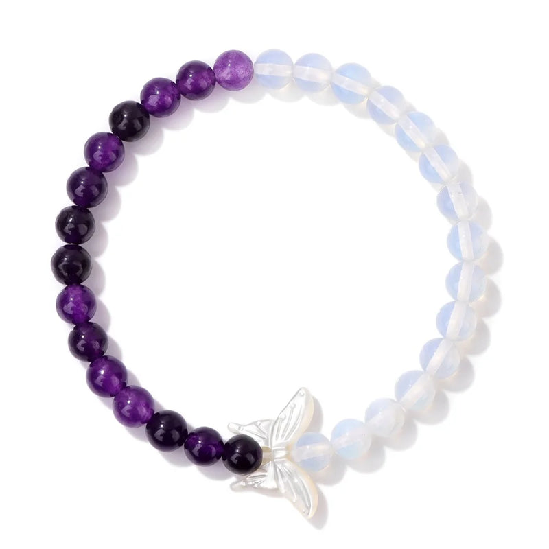 Smoky Quartz Bracelet Natural Shell Butterfly Stone Bracelet For Women