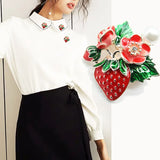Strawberry Enamel Brooch - Fruits Weddings Party Banquet Brooch