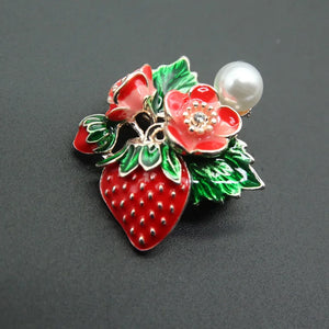 Strawberry Enamel Brooch - Fruits Weddings Party Banquet Brooch