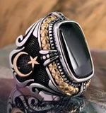 Muslim Islamic Crown Ring Inlaid Zircon Stone