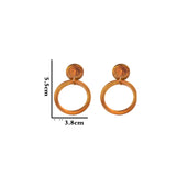 Brown Round Clip on Earrings Acrylic Geometric Big Circle Earrings