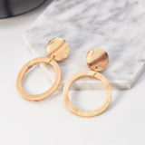 Brown Round Clip on Earrings Acrylic Geometric Big Circle Earrings