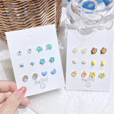 Resin Ceramics Colorful Earrings Set For Women Girls