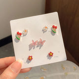 Resin Ceramics Colorful Earrings Set For Women Girls