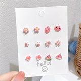 Resin Ceramics Colorful Earrings Set For Women Girls
