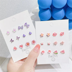 Resin Ceramics Colorful Earrings Set For Women Girls