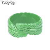 Resin Cuff Leaf Bracelet for Women Acrylic Bangle