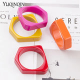 Irregular Geometric Resin Cuff Bracelet for Women
