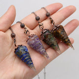 Retro Pendulum Pendant Natural Crystal Stone Reiki Yoga Jewelry