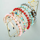Rhinestone Pearl Headband for Women Hair Band Crown Tiaras Bridal