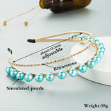 Rhinestone Pearl Headband for Women Hair Band Crown Tiaras Bridal