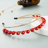 Rhinestone Pearl Headband for Women Hair Band Crown Tiaras Bridal